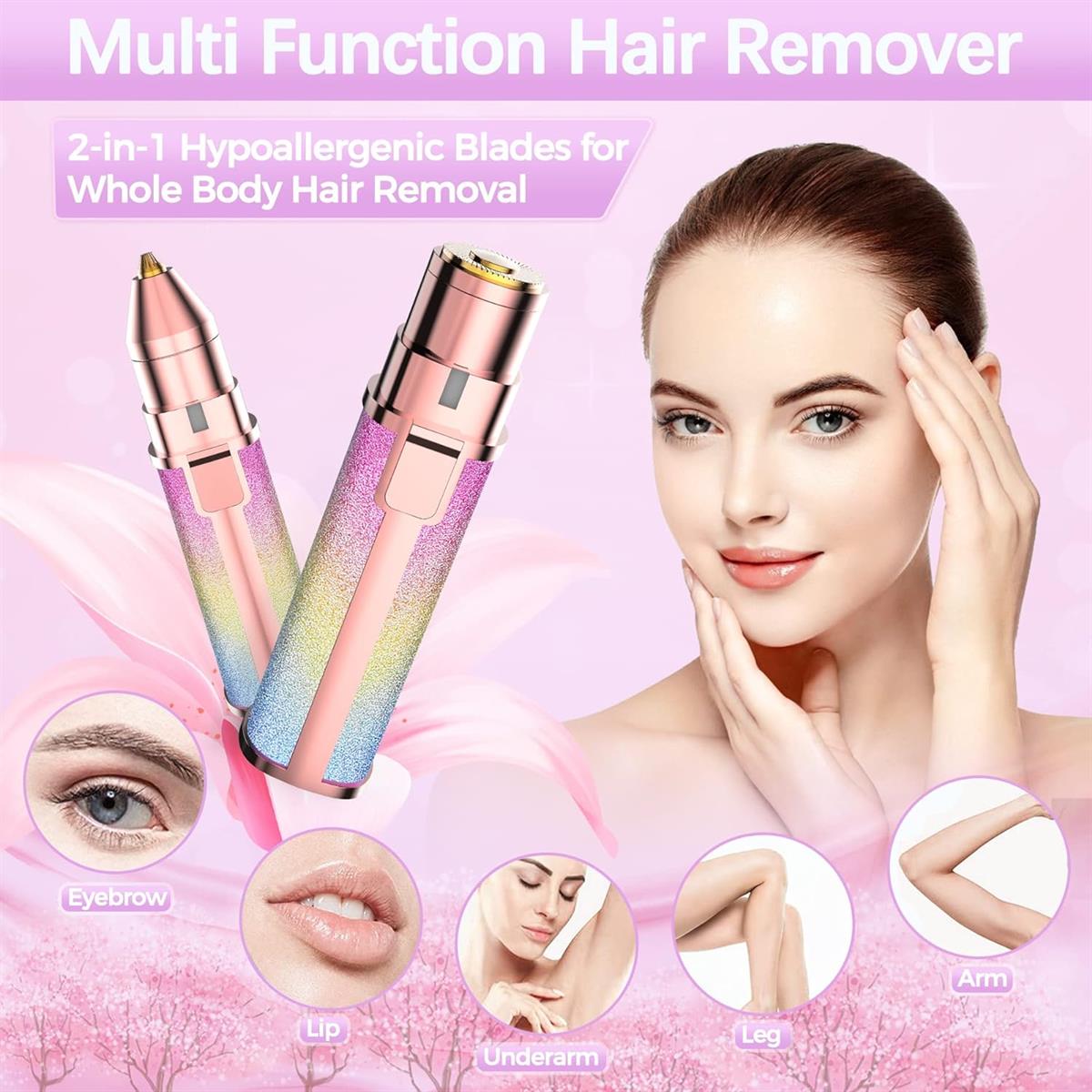 2-in-1 Electric Eyebrow Trimmer and Facial Hair Shaver for Women – Rechargeable Precision Hair Remover