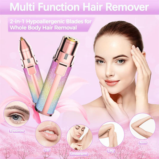 2-in-1 Electric Eyebrow Trimmer and Facial Hair Shaver for Women – Rechargeable Precision Hair Remover