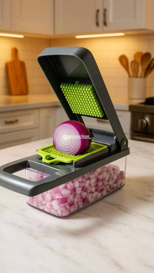 16 in 1 Multifunctional Vegetable Chopper & Slicer - Manual Kitchen Cutter for Salad, Onion, Potato & Fruits